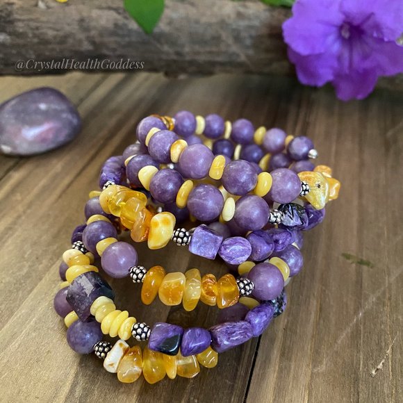Baltic Amber Violet Ray Vibrations Bracelet - Picture 1 of 9
